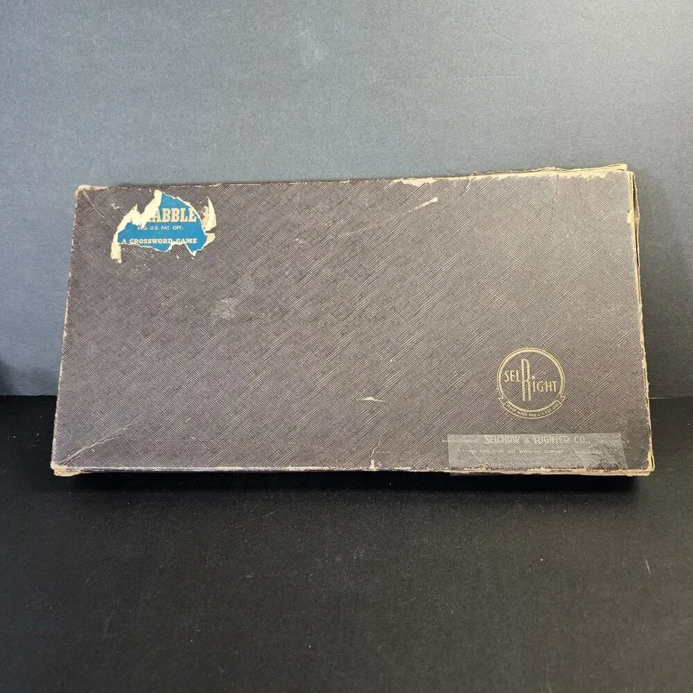 Vtg Selchow Right Scrabble Game, 1953 Original Box, Some Damage, Missing One L